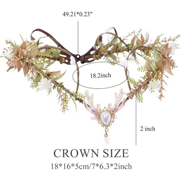 Woodland Flower Fairy Crown Faux Leaves Flowers Festival Cosplay Accessory